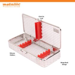 Dental Instruments Mesh Cassette with Red Silicone Pad (5 Pieces)
