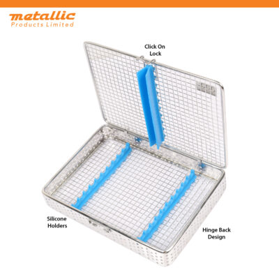 High-Quality Instruments Mesh Cassette for 10pcs with Blue Silicone