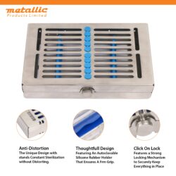Professional Cassette for 10 Tools with Blue Silicone & Folding Rack