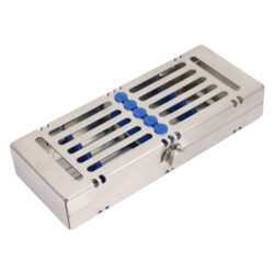 Instruments Cassette with Removable Rack for 5 Pieces and Blue Silicone Padding