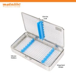 Instruments Mesh Cassette for 7 Pieces with Blue Silicone Padding