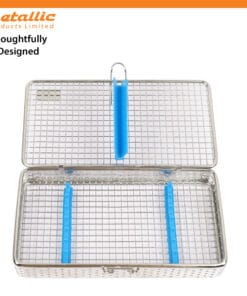 Instruments Mesh Cassette for 7 Pieces with Blue Silicone Padding