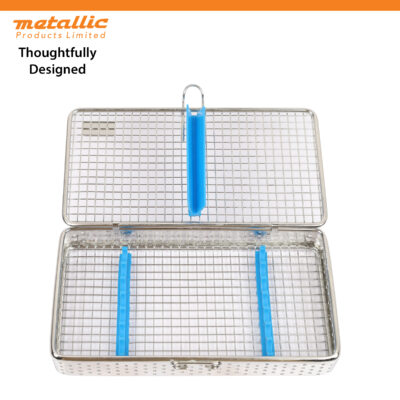 Instruments Mesh Cassette for 7 Pieces with Blue Silicone Padding