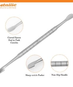 premium cuticle pusher tool, professional cuticle pushers UK, sharp cuticle remover tool, dual-ended cuticle pusher, ergonomic cuticle pusher, rust-proof cuticle pusher, manicure cuticle pusher UK, salon quality cuticle pusher