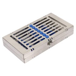 Premium 7-piece stainless steel cassette with removable rack & silicone padding. Hygienic, durable, and perfect for dental & surgical professionals.