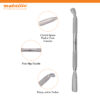 cuticle pushers uk, knife edge cuticle pusher, angled scoop cuticle pusher, stainless steel cuticle pusher, professional nail tools uk, dual ended cuticle remover, nail cuticle cleaner tool, salon manicure tools uk, nail technician cuticle pusher, metal cuticle tool uk