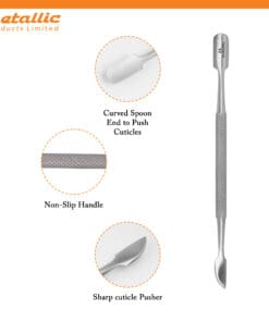 manicure cuticle remover, pedicure cuticle tool, dual-ended cuticle scraper, reusable cuticle pusher, nail care cuticle tool UK, cuticle removal tool, precision cuticle pusher, durable cuticle scraper, home nail care cuticle tool, salon cuticle pusher