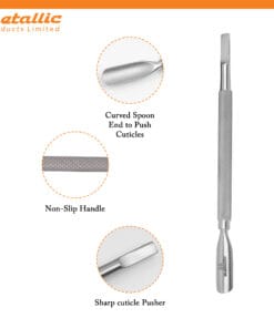 flat edge cuticle pusher UK, ingrown lifter cuticle tool UK, stainless steel cuticle pusher flat edge, manicure cuticle lifter tool UK, dual ended cuticle & lifter tool, hygienic cuticle pusher tool UK