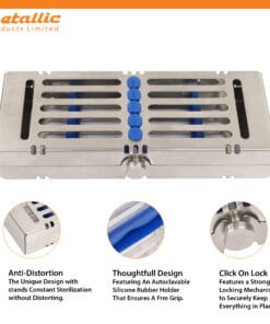 Instruments Cassette with Removable Rack for 5 Pieces and Blue Silicone Padding