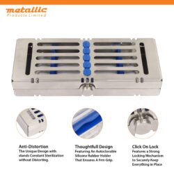 Instruments Cassette with Removable Rack for 5 Pieces and Blue Silicone Padding