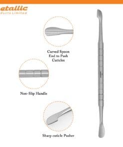 premium cuticle pusher tool, professional cuticle pushers UK, sharp cuticle remover tool, dual-ended cuticle pusher, ergonomic cuticle pusher, rust-proof cuticle pusher, manicure cuticle pusher UK, salon quality cuticle pusher