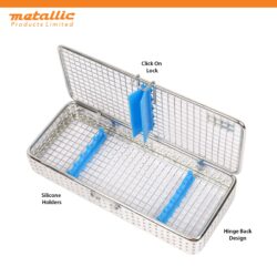 Alternative view of Instruments Mesh Cassette for 5 Pieces with Blue Silicone Padding