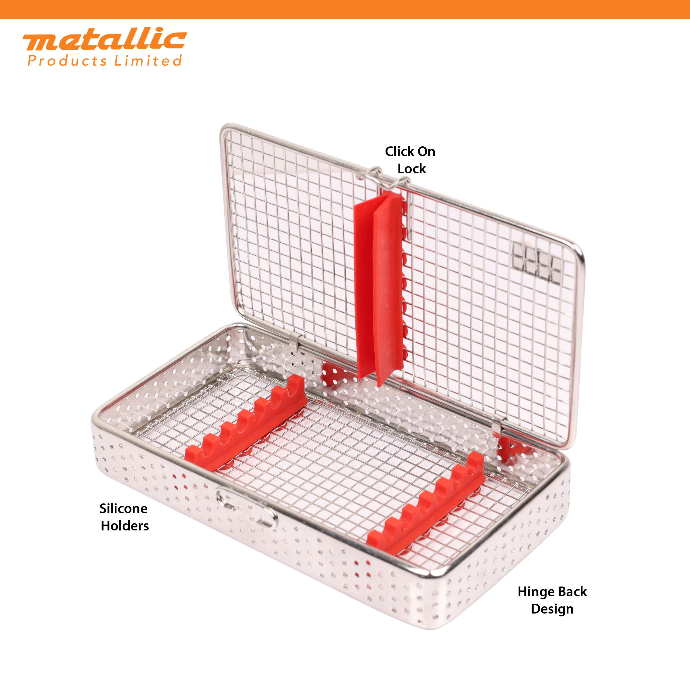 Mesh Cassette for Dental Instruments with Silicone Pad (7 Tools)