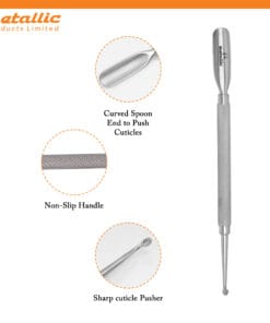 dual ended cuticle pusher uk, cuticle pusher with ingrown lifter, stainless steel cuticle lifter uk, ingrown nail lifter tool, dual sided nail cuticle tool, professional cuticle lifter uk, rust resistant cuticle pusher, ergonomic cuticle tool uk