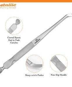 heavy duty nail cuticle pusher, salon cuticle tools uk, manicure cuticle remover tool, chrome cuticle pusher, ergonomic cuticle pusher, dual ended cuticle tool, nail care tools uk, professional manicure tools uk, pedicure cuticle pusher, cuticle knife and pusher, nail technician tools uk