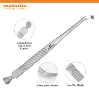 heavy duty nail cuticle pusher, salon cuticle tools uk, manicure cuticle remover tool, chrome cuticle pusher, ergonomic cuticle pusher, dual ended cuticle tool, nail care tools uk, professional manicure tools uk, pedicure cuticle pusher, cuticle knife and pusher, nail technician tools uk