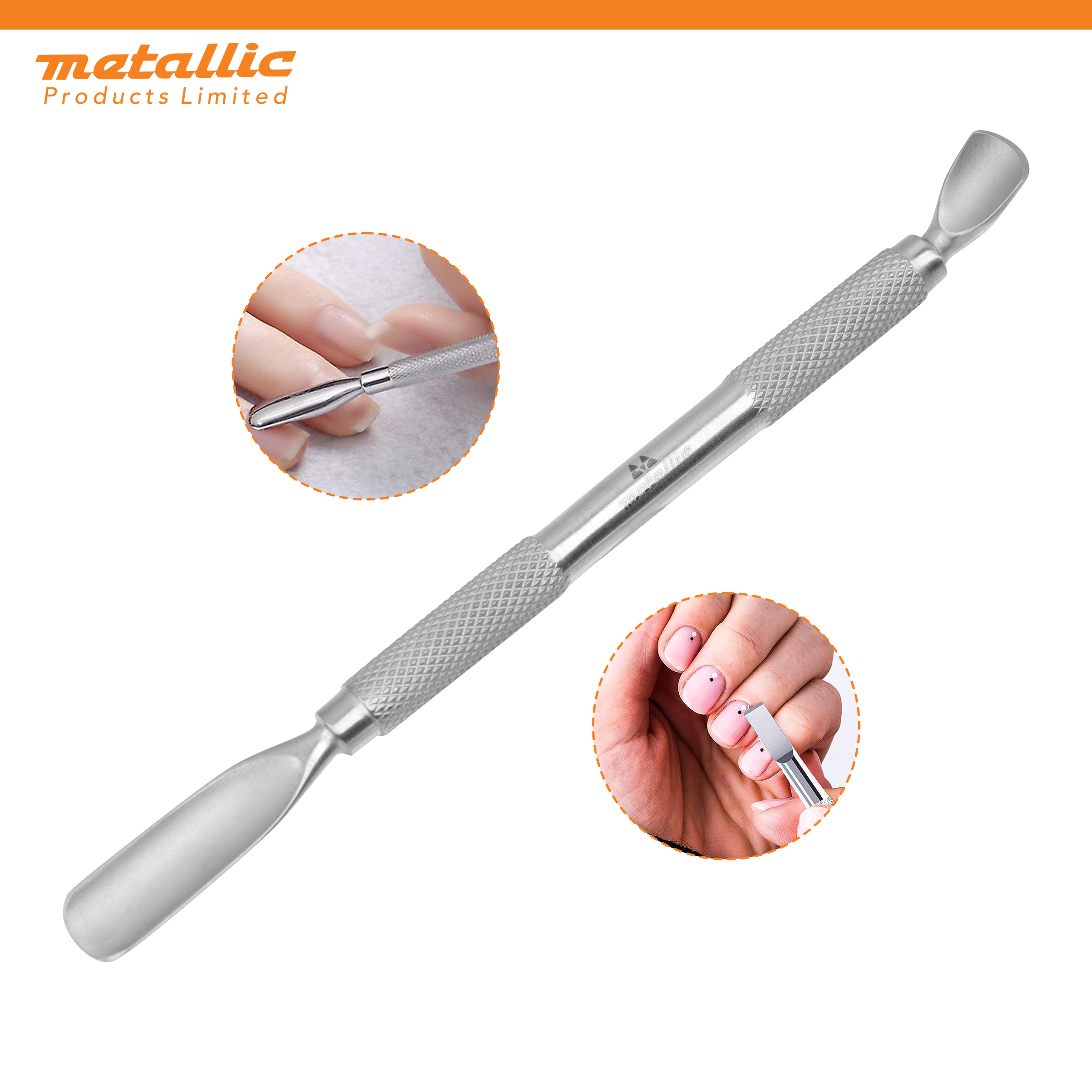 cuticle pushers uk, knife edge cuticle pusher, angled scoop cuticle pusher, stainless steel cuticle pusher, professional nail tools uk, dual ended cuticle remover, nail cuticle cleaner tool, salon manicure tools uk, nail technician cuticle pusher, metal cuticle tool uk