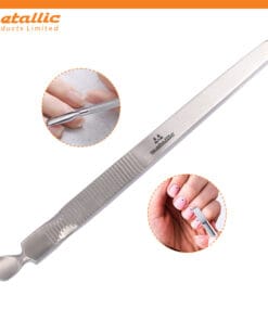 nail artist cuticle tools, angled cuticle cleaner uk, salon cuticle knife scoop, dual ended cuticle pusher, nail care accessories uk, precision cuticle remover tool, beauty salon nail tools, stainless steel nail cleaner uk, cuticle scraper and pusher, ergonomic cuticle remover