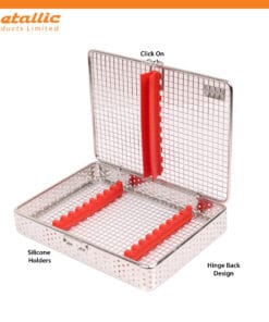 10-Piece Dental Tool Mesh Cassette with Red Silicone Insert Product Overview