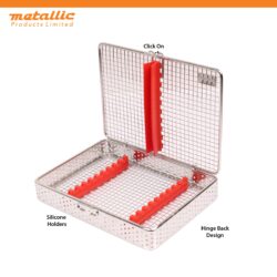 10-Piece Dental Tool Mesh Cassette with Red Silicone Insert Product Overview