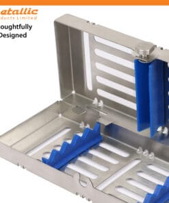 Instruments Cassette with Removable Rack for 5 Pieces and Blue Silicone Padding