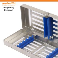 Instruments Cassette with Removable Rack for 5 Pieces and Blue Silicone Padding