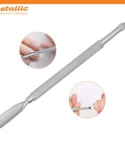 knife cuticle pusher UK, stainless steel cuticle pushers, dual-ended cuticle pusher, curved blade cuticle tool, ergonomic cuticle pusher, professional nail cuticle pusher, manicure cuticle pusher, pedicure cuticle tool, cuticle remover tool UK
