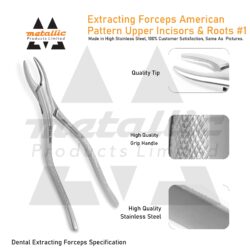 Dental Extraction Forceps #1 – American Pattern for Upper Incisors & Roots