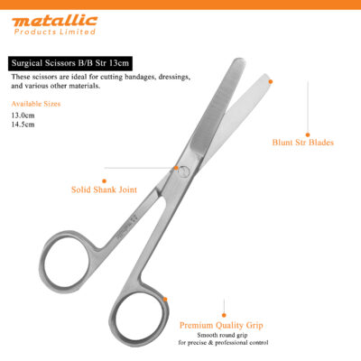 Surgical Scissors B/B 13cm STR