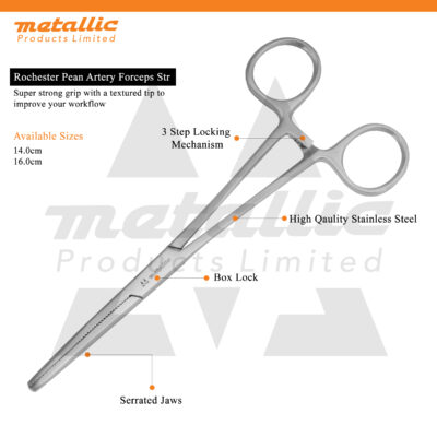 Hemostatic Pean Rochester Artery Clamp Forceps 14cm