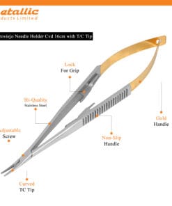 TC Castroviejo Needle Holder Curved 16cm Gold