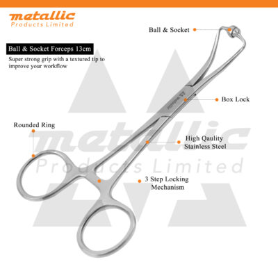 Ball & Socket Forceps 13cm – Precision & Durability for Surgical Use