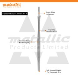 Scalpel Handle No. 7, professional surgical instrument, stainless steel scalpel handle, compatible with disposable blades #10–#15, surgical tool for hospitals, clinics, and laboratories