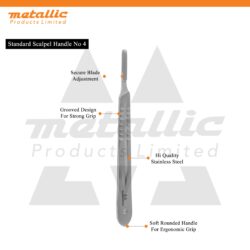 Scalpel Handle No. 4, professional surgical instrument, stainless steel scalpel handle, compatible with disposable blades #20–#25, surgical tool for hospitals, clinics, and laboratories