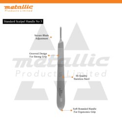 Scalpel Handle No. 3, professional surgical instrument, stainless steel scalpel handle, compatible with disposable blades #10–#24, surgical tool for hospitals, clinics, and laboratories