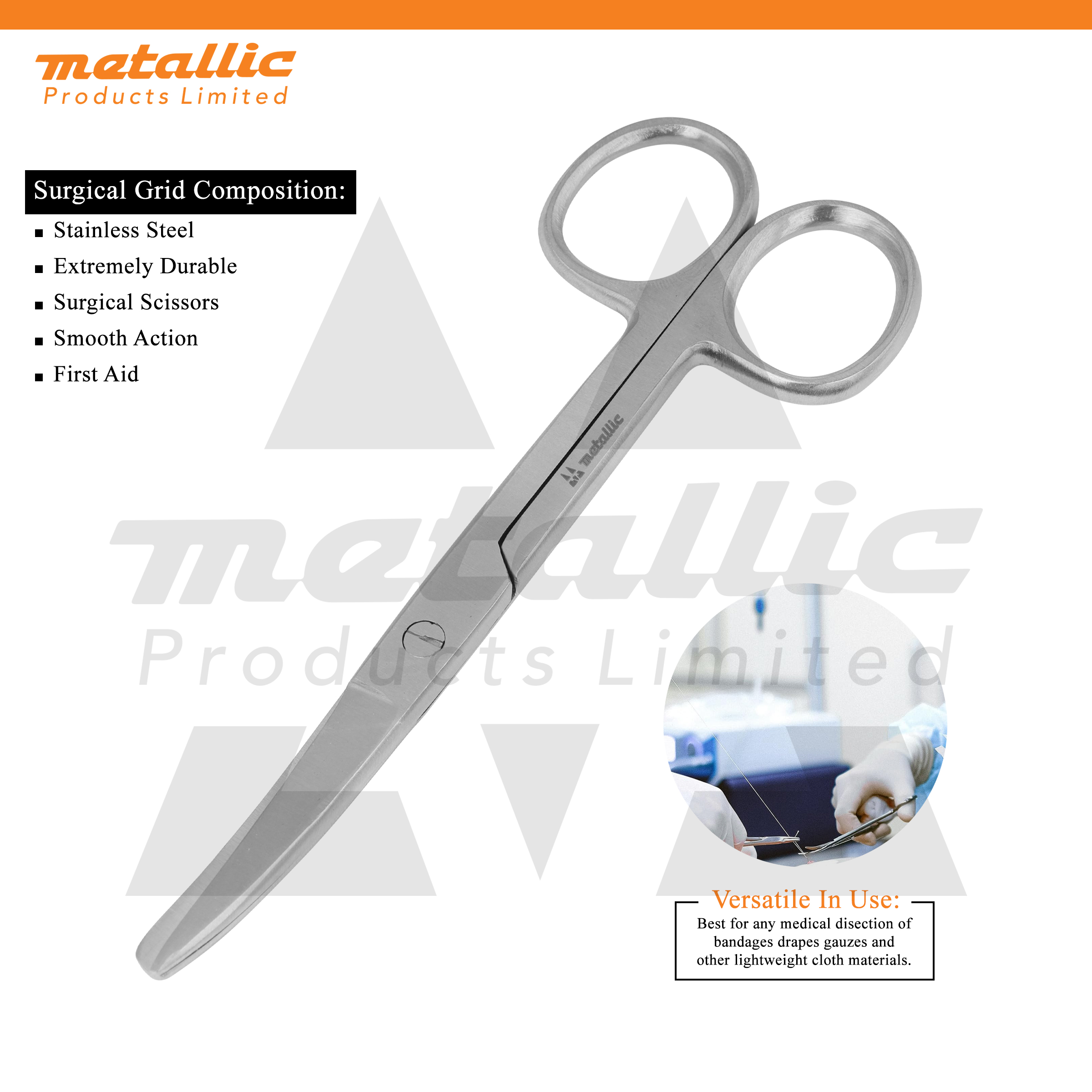 Surgical Scissors S/B 13cm Curved - Image 3