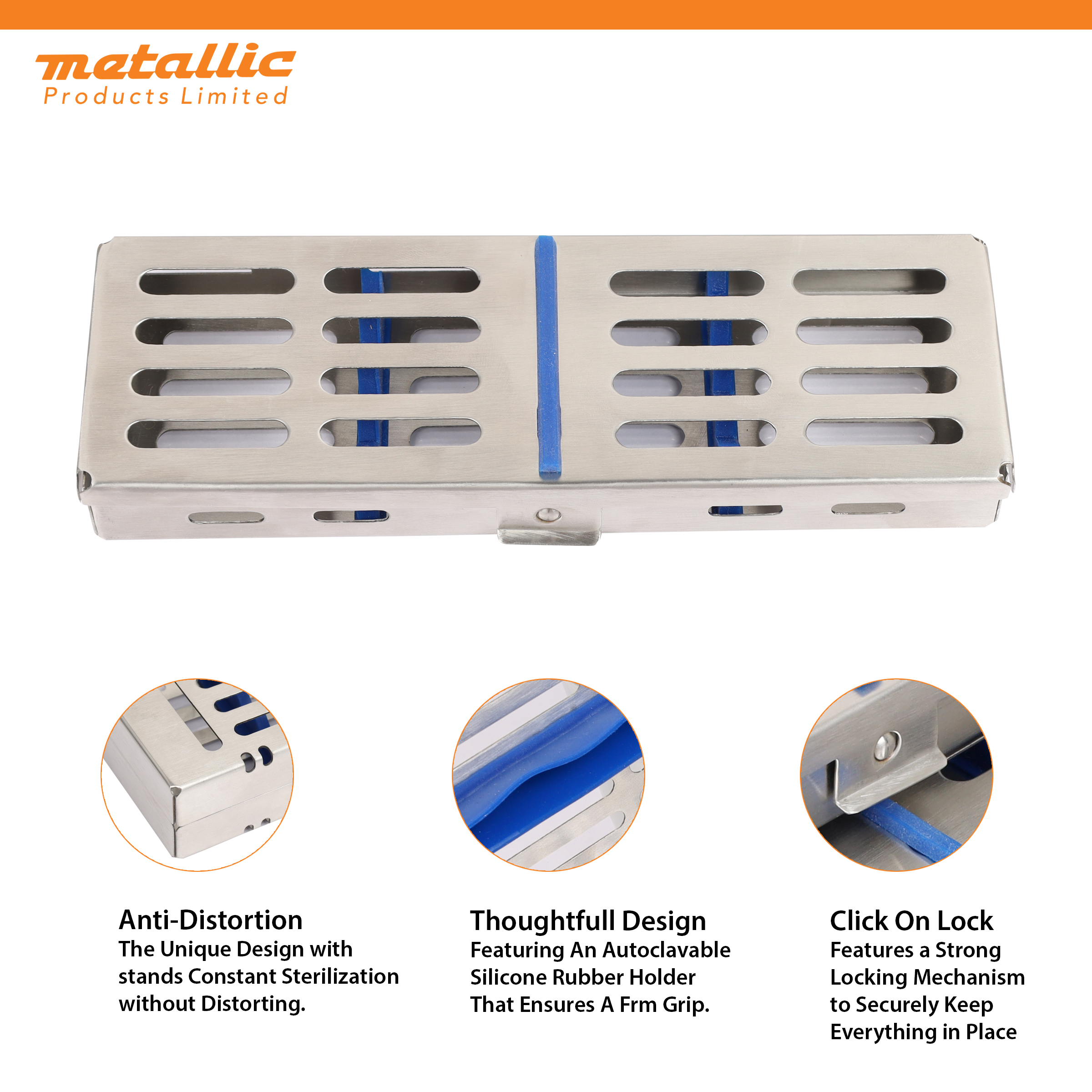 Slim Rack Instrument Cassette for 5 Pieces – Stainless Steel Dental Scaler Holder UK