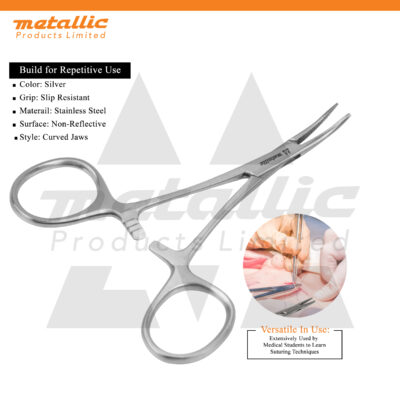 Micro Mosquito Hemostatic Surgical Forceps Curved 10cm