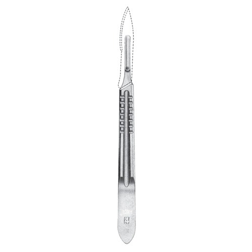 Scalpel Handle No. 4, professional surgical instrument, stainless steel scalpel handle, compatible with disposable blades #20–#25, surgical tool for hospitals, clinics, and laboratories