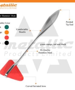 Taylor Reflex Hammers – Precision Diagnostic Tool for Neurological Exams Product Overview The Taylor Hammer (also known as the Tomahawk Reflex Hammer) is a professional diagnostic instrument for neurological examinations and deep tendon reflex testing. Neurologists, general practitioners, and medical students use it worldwide for accurate clinical assessment. Additionally, this reflex hammer delivers consistent and controlled responses during examinations. We offer it in multiple color options, including Orange and Green, so medical professionals can easily organize and identify their instruments in clinical practice. Key Features We designed the triangular rubber head for precise tendon reflex testing The weighted handle provides balanced control and accurate impact We offer multiple color options, including Orange and Green We manufacture it from durable stainless steel for long-term clinical use The ergonomic grip improves comfort during extended examinations The lightweight design improves handling and accuracy It supports neurological and physical examinations Materials & Finishing We manufacture the Taylor Reflex Hammer using premium-grade stainless steel to ensure strength and durability. In addition, the non-slip handle improves grip security during use. The rubber head remains soft yet firm, so it delivers accurate reflex responses without patient discomfort. Furthermore, the polished finish allows easy cleaning and maintains professional hygiene standards. Applications Healthcare professionals use this instrument for: Deep tendon reflex testing Neurological examinations Motor coordination assessment Nerve function evaluation Clinical diagnostics Medical training and education Packaging & Shipping Packaging: We pack each Taylor Reflex Hammer individually to maintain hygiene and safety. Moreover, we use strong outer packaging to ensure secure international delivery. Delivery Options: UK Customers: Royal Mail 2nd Class (3–5 working days) Royal Mail 1st Class (2–3 working days, optional upgrade) International Customers: We ship via Royal Mail, DHL, or FedEx depending on destination Delivery usually takes 5–10 working days with tracking support Bulk Orders: We also arrange custom shipping for hospitals, clinics, and distributors worldwide. Why Choose Taylor Reflex Hammers? Taylor Reflex Hammers are trusted by healthcare professionals worldwide. They deliver precision, durability, and consistent performance. Moreover, the balanced design helps improve accuracy during neurological examinations. The available color options (Orange and Green) also help professionals organize instruments efficiently in busy clinical environments. Finally, this instrument suits hospitals, clinics, medical schools, and training institutions where reliability and accuracy matter.