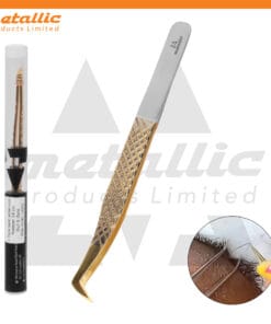 L-Type Lash Extension Tweezer 14cm Dull & Gold, L-Type lash tweezers 14cm, lash extension tweezers gold finish, professional lash tweezers 14cm,