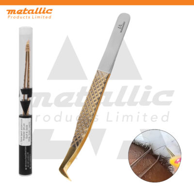 L-Type Lash Extension Tweezer 14cm Dull & Gold, L-Type lash tweezers 14cm, lash extension tweezers gold finish, professional lash tweezers 14cm,