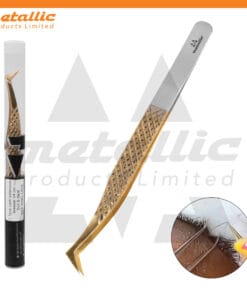 L-Type Lash Extension Tweezers 14cm – Dull & Gold Stainless Steel Professional Lash Tool