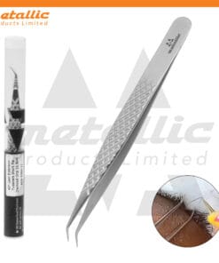 45° lash extension tweezers, short tip lash tweezers, diamond grip lash tweezers, 11.5cm lash extension tweezers, stainless steel lash tweezers