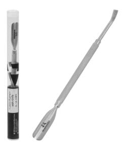 dual ended cuticle pusher knife, professional manicure cuticle tool, stainless cuticle scraper tool, cuticle pusher with blade for nails, sharp cuticle knife tool, hygienic nail cuticle pusher, manicure cuticle knife tool