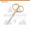 eyebrow scissors UK, gold eyebrow scissors, stainless steel beauty scissors, cuticle & eyebrow scissors, half gold grooming tool, precise eyebrow trimming scissors, best beauty scissors professional