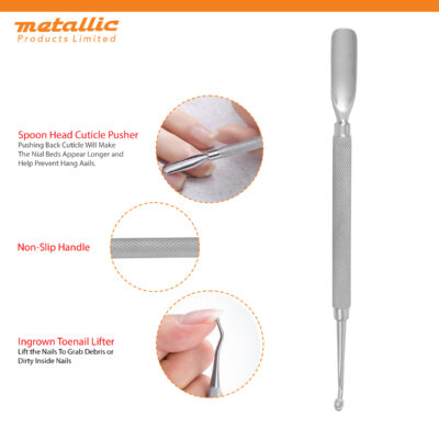 nail cuticle remover tool, dual end cuticle cleaner, metal cuticle remover UK, manicure cuticle tool, nail pusher stainless steel UK, gel nail polish remover tool, nail technician tools UK, professional nail grooming tools
