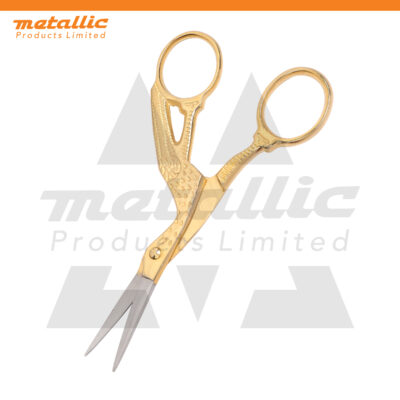 Gold-Plated Stork Scissors – Stainless Steel 3.5in Precision Tool for Embroidery & Manicure
