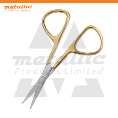 eyebrow scissors UK, gold eyebrow scissors, stainless steel beauty scissors, cuticle & eyebrow scissors, half gold grooming tool, precise eyebrow trimming scissors, best beauty scissors professional