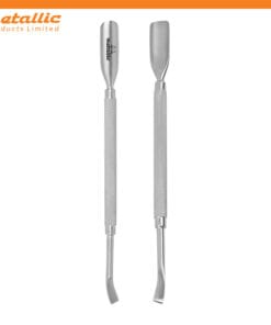 dual ended cuticle pusher knife, professional manicure cuticle tool, stainless cuticle scraper tool, cuticle pusher with blade for nails, sharp cuticle knife tool, hygienic nail cuticle pusher, manicure cuticle knife tool